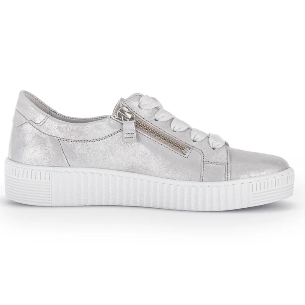 Gabor Metallic Gray/ Silver Sneakers with White Accents Size 9 US.